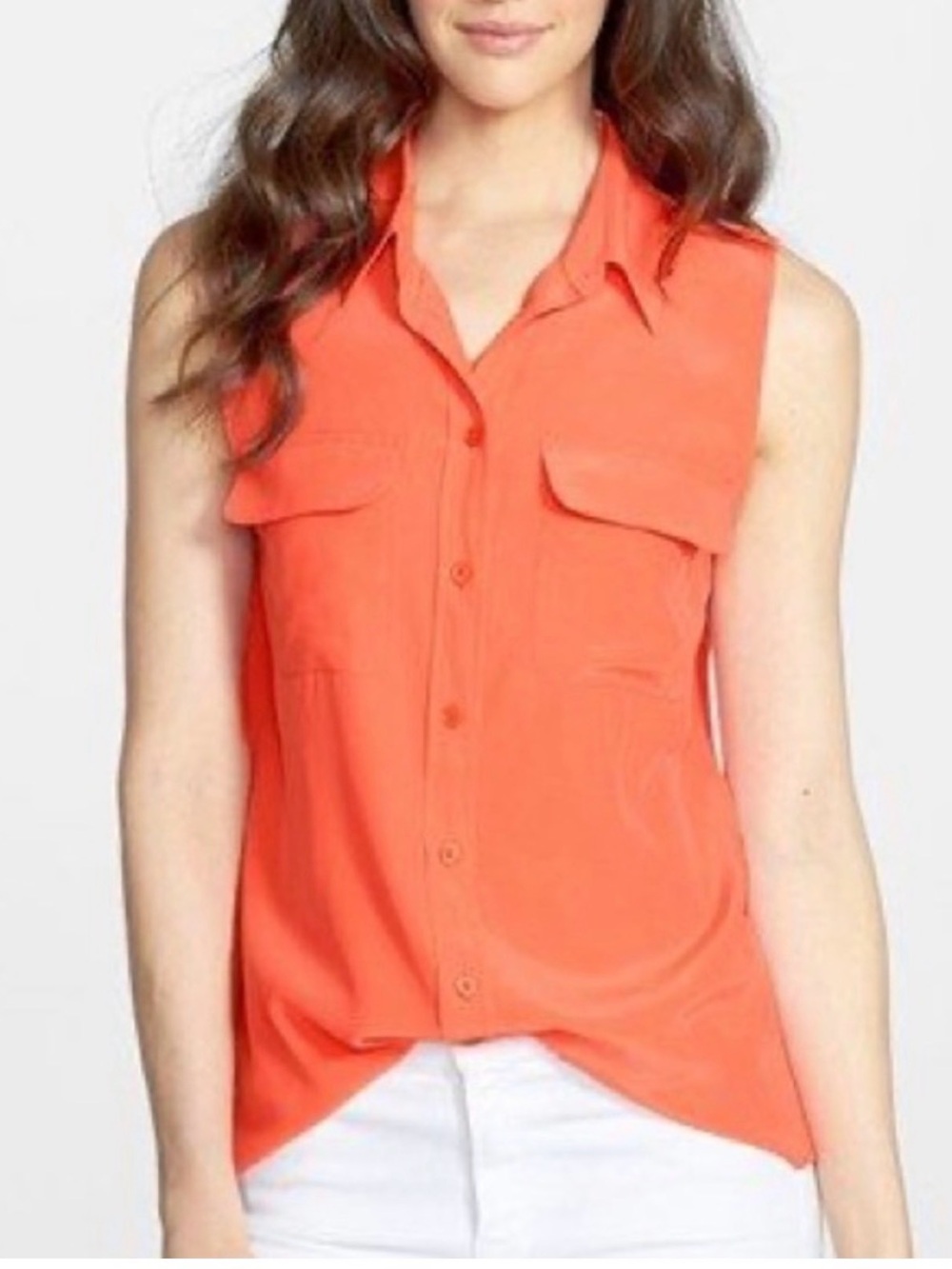 Equipment Coral Sleeveless Button-Front Tank